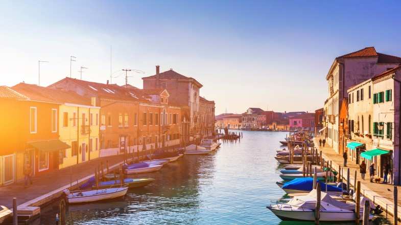 Island settlements are seen on completing the travel from Venice to Murano.