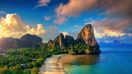 Aerial view of Railay Beach in Krabi in Thailand in March.