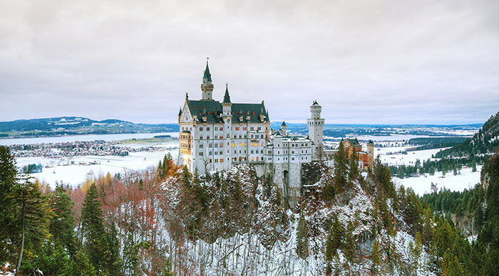 Neuschwanstein castle in Bavaria Germany at winter time