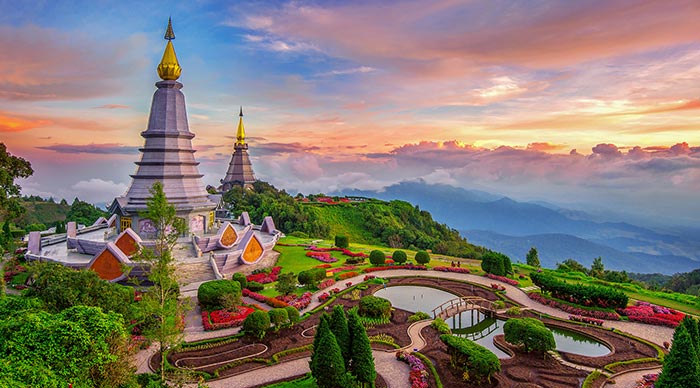 Landmark pagoda in doi Inthanon national park at Chiang mai